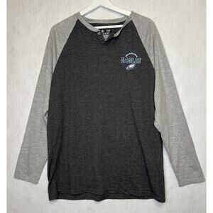 Mens Philadelphia Eagles NFL Apparel Henley Raglan Long Sleeve Shirt XL Gray